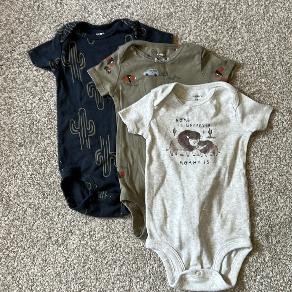 Carter’s cactus / buffalo set of onesies